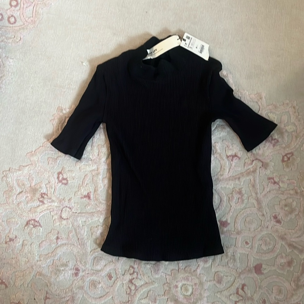 NWT ZARA Ribbed Mock Neck Shirt